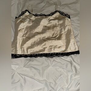 Gabrielle Skye Women's Black Lace-Trim Camisole - Cream and black